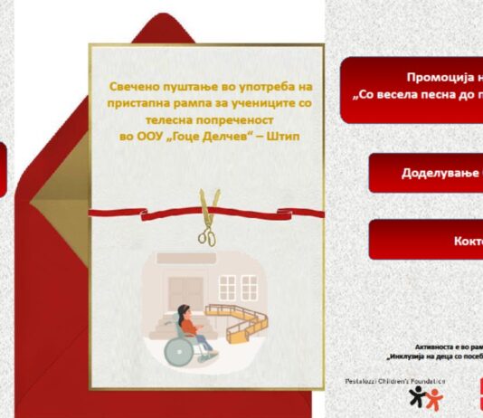 Свечено пуштање во употреба на пристапна рампа за учениците со телесна попреченост во ООУ “Гоце Делчев” Штип